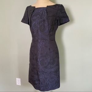Salvatore Ferragamo Jacquard Navy Shift Dress 42